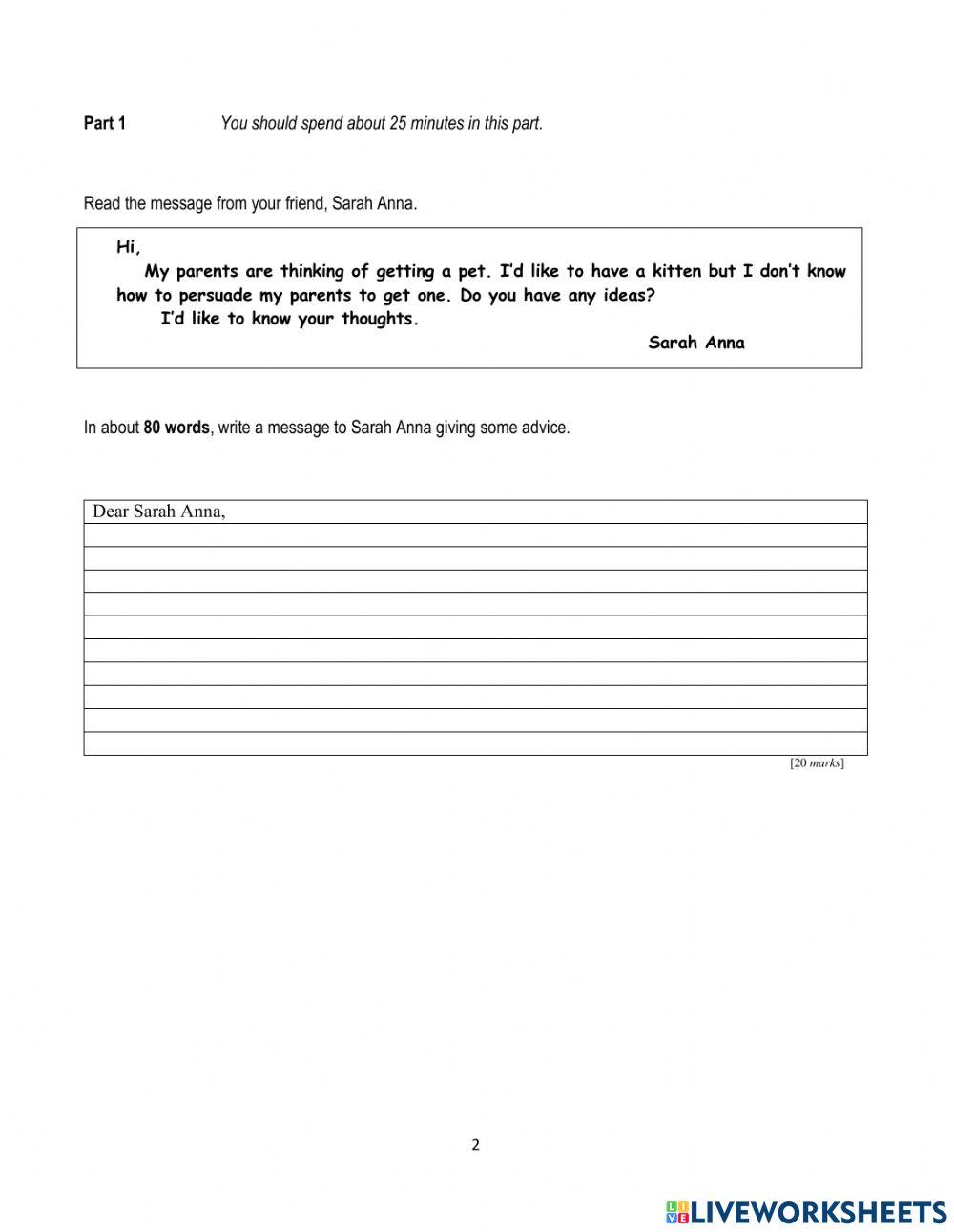 English Paper 2 Form 3