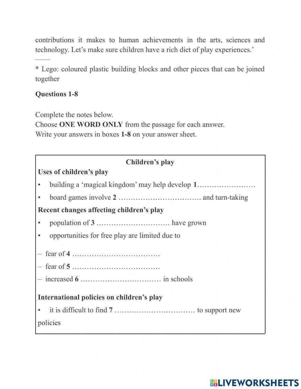 Reading - cam 14 - test 1 - passage 1