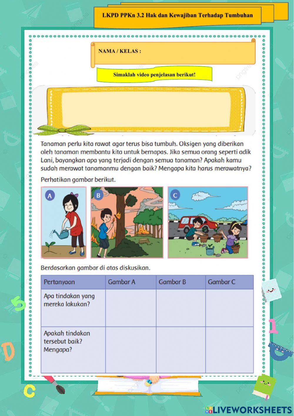 LKPD PPKn 3.2 Hak dan Kewajiban Terhadap Tanaman