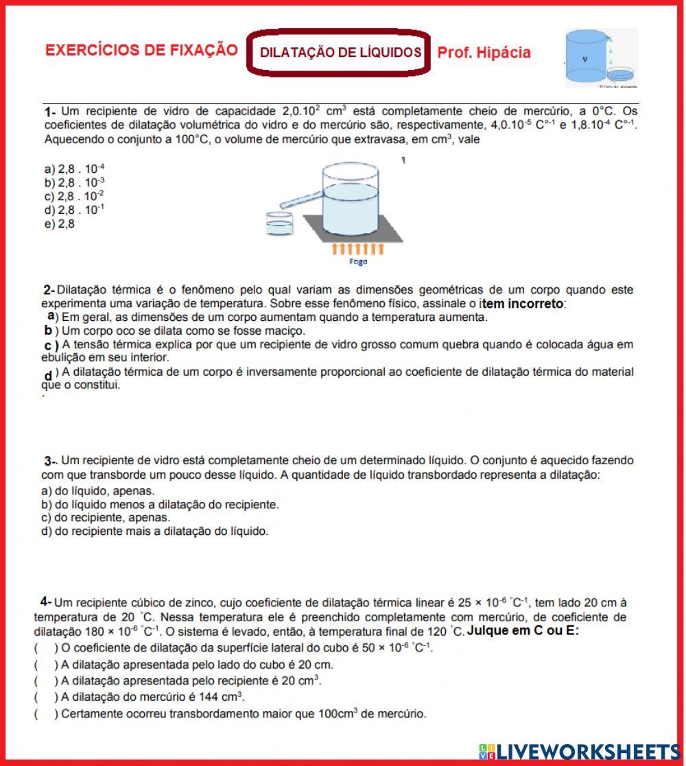 Dilatação térmica de líquidos