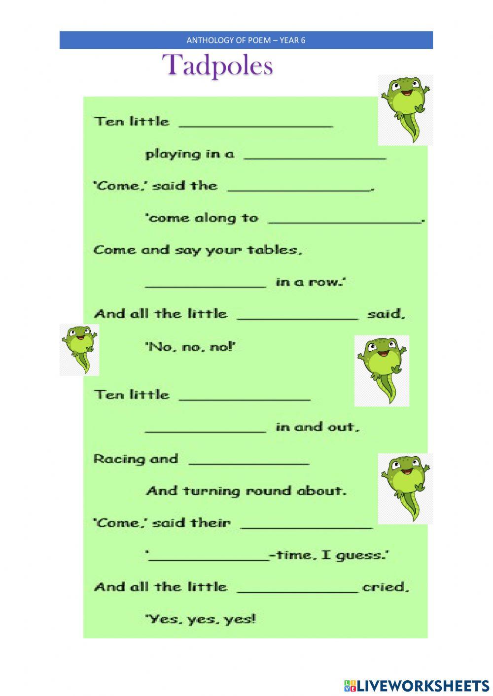 Year 6 - poem-tadpoles