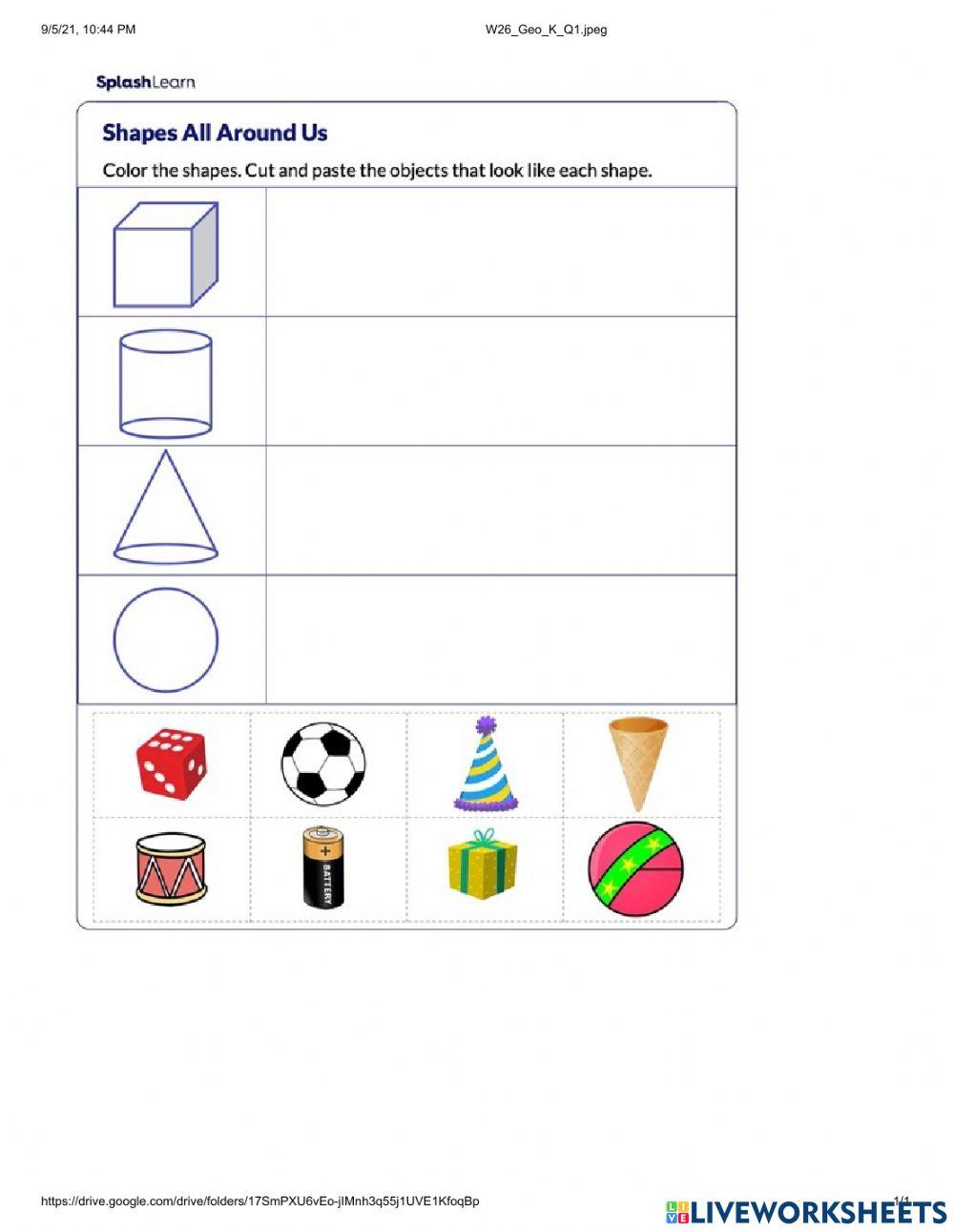 3d shapes worksheet for 1 Live Worksheets