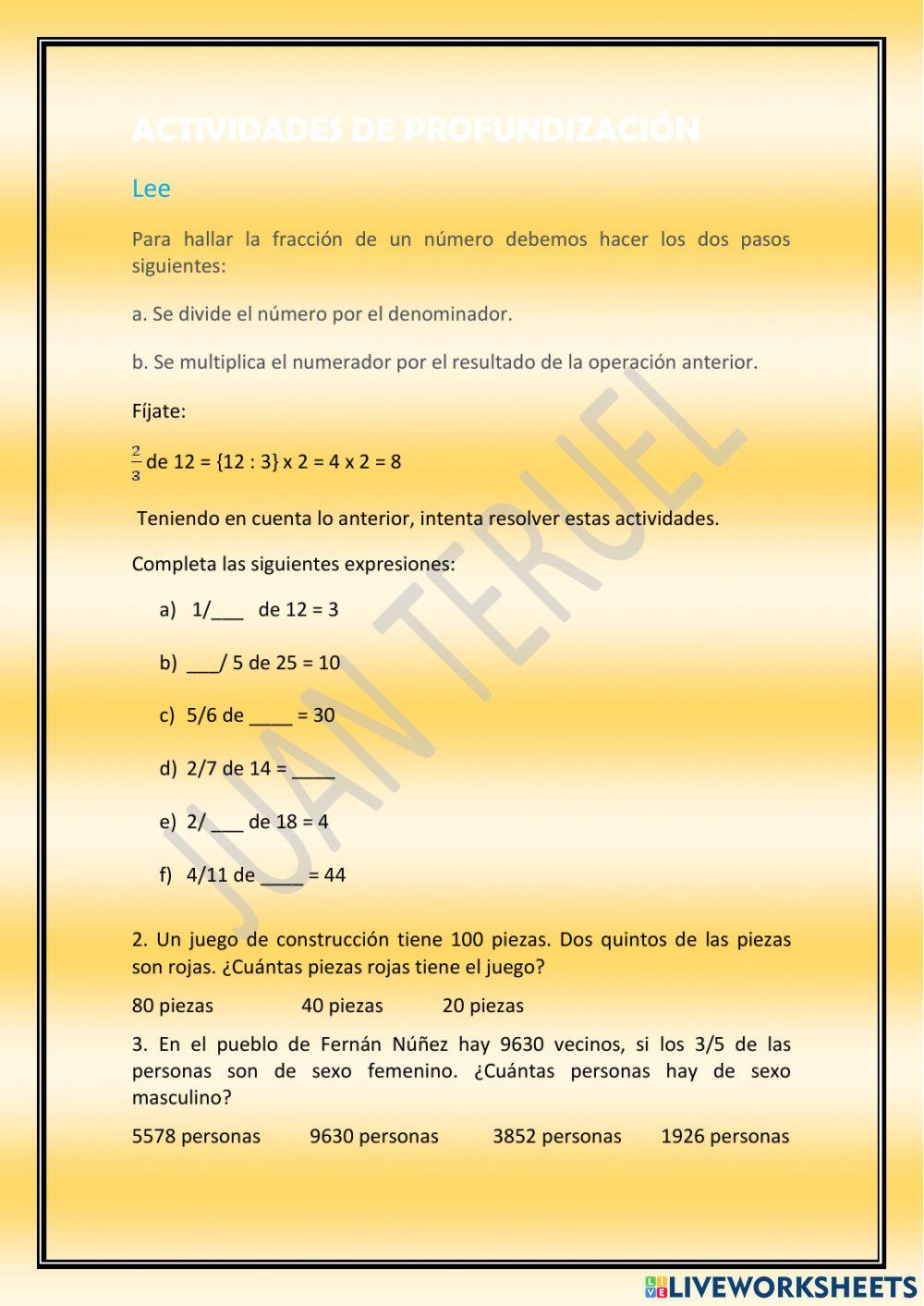 Fracción de un número