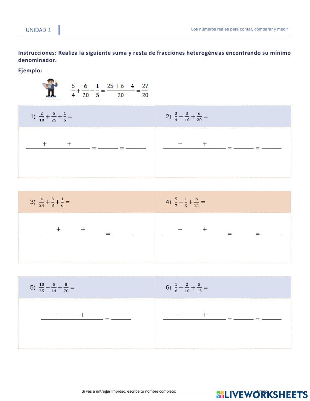 I.4.3.Suma y resta de fracciones