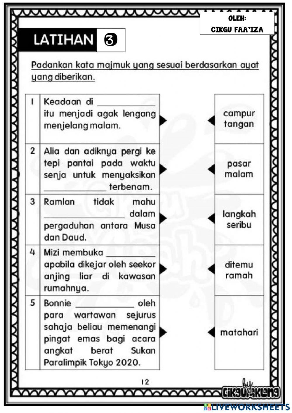 Bahasa melayu tahun 4 kata majmuk