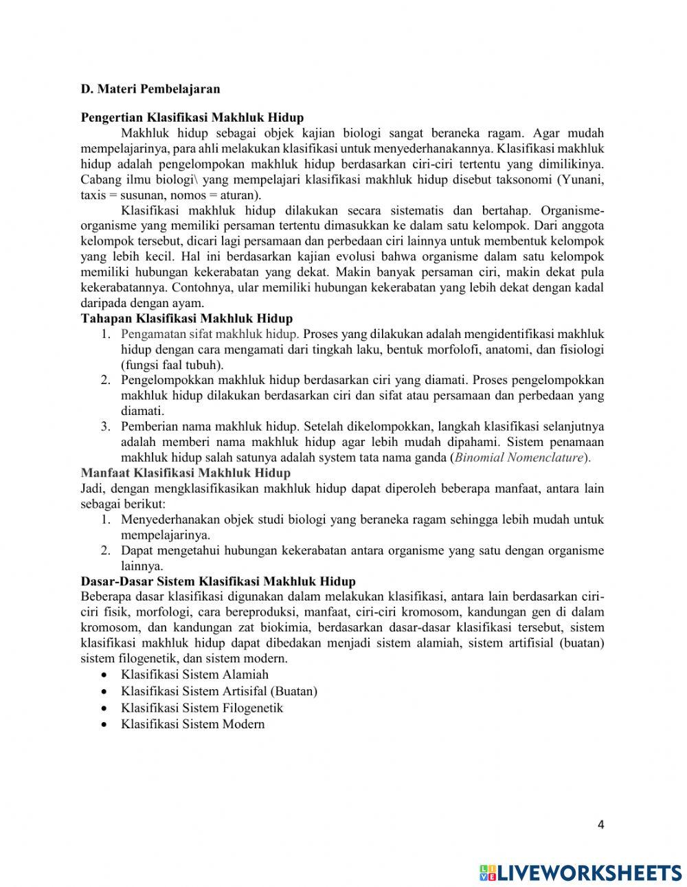 Klsifikasi makhluk hidup