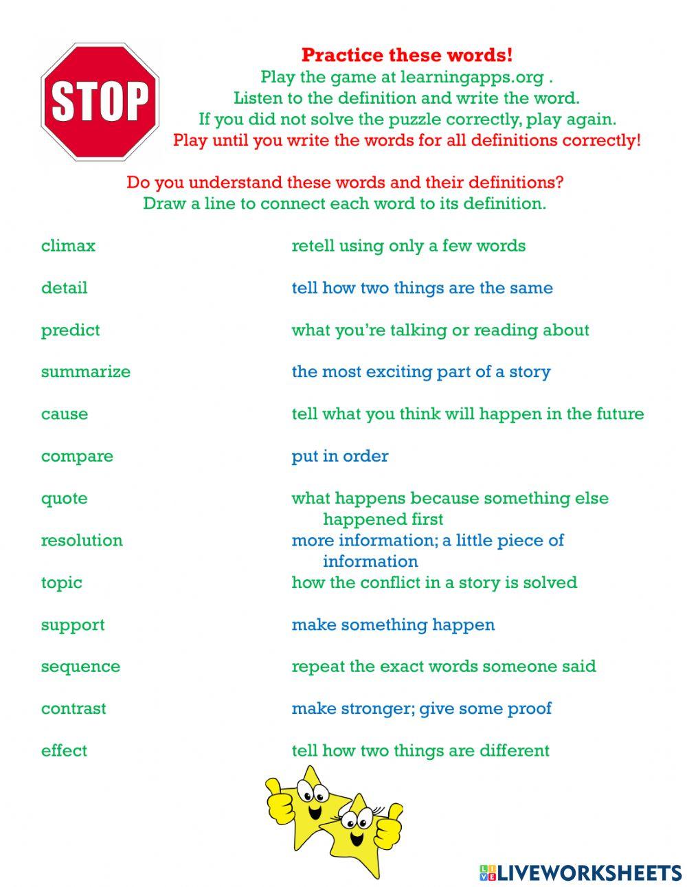 Words for Discussing Reading 3