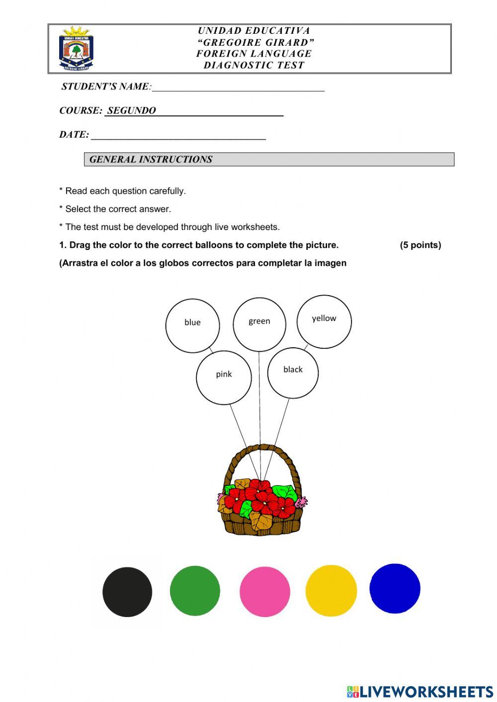 Diagnostic test 2nd grade