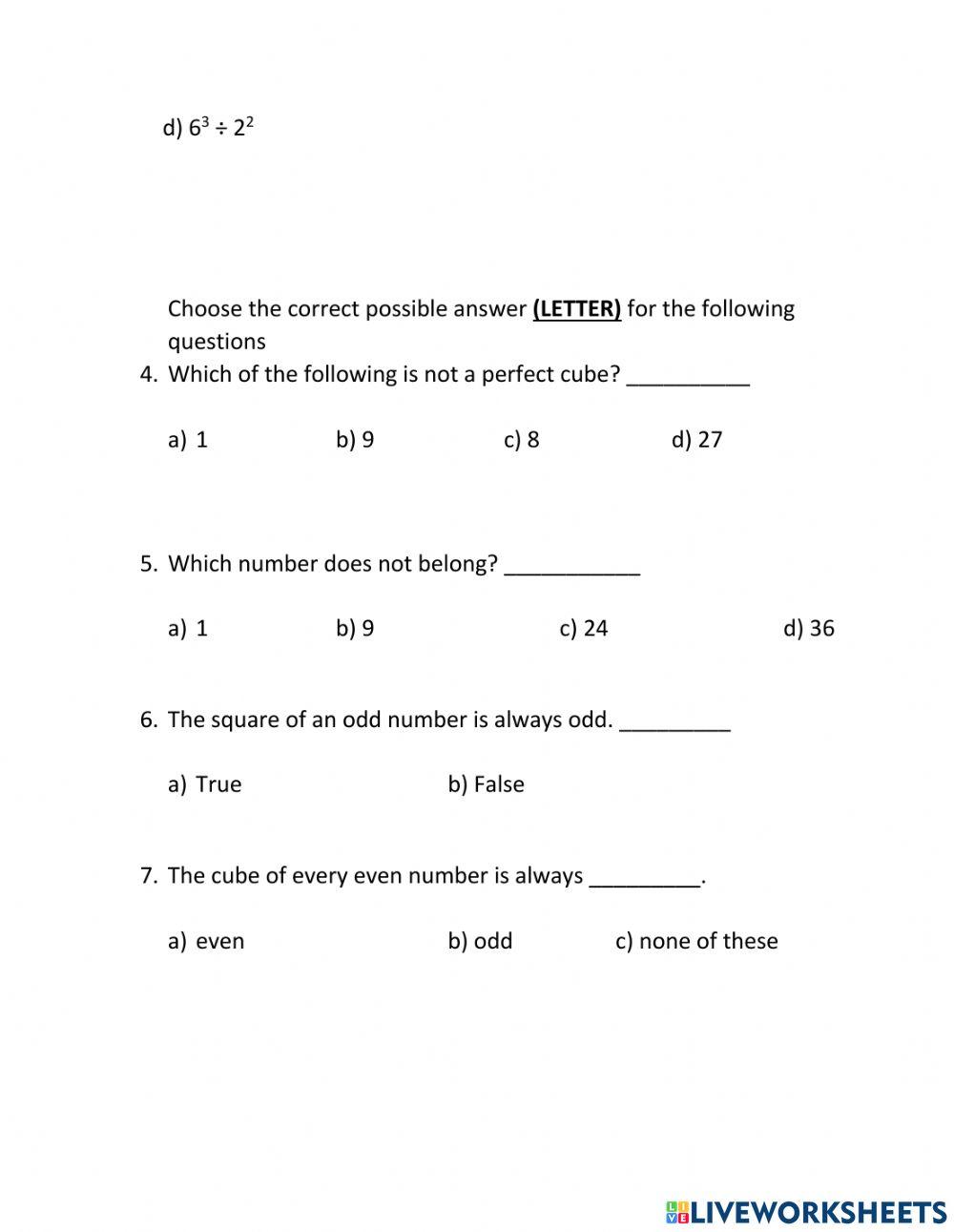 Square and Cube Numbers