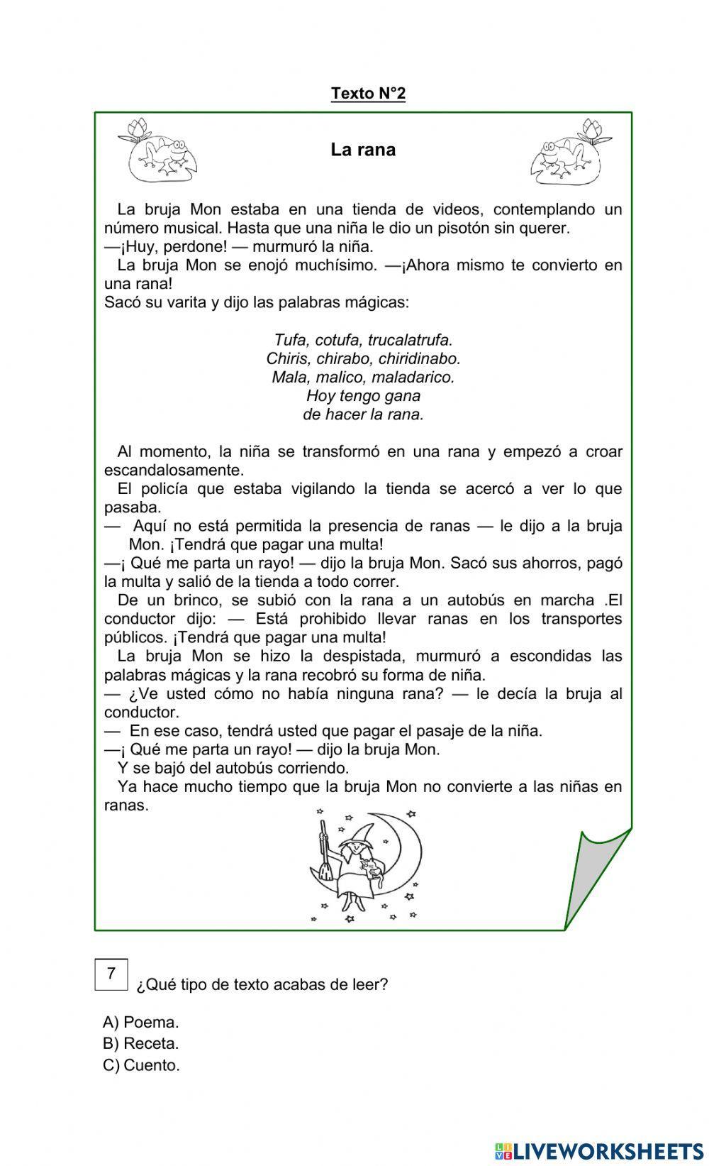 Prueba Lenguaje 2do Año Básico