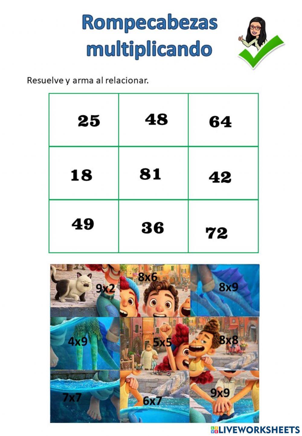 Multiplicaciones rompecabezas