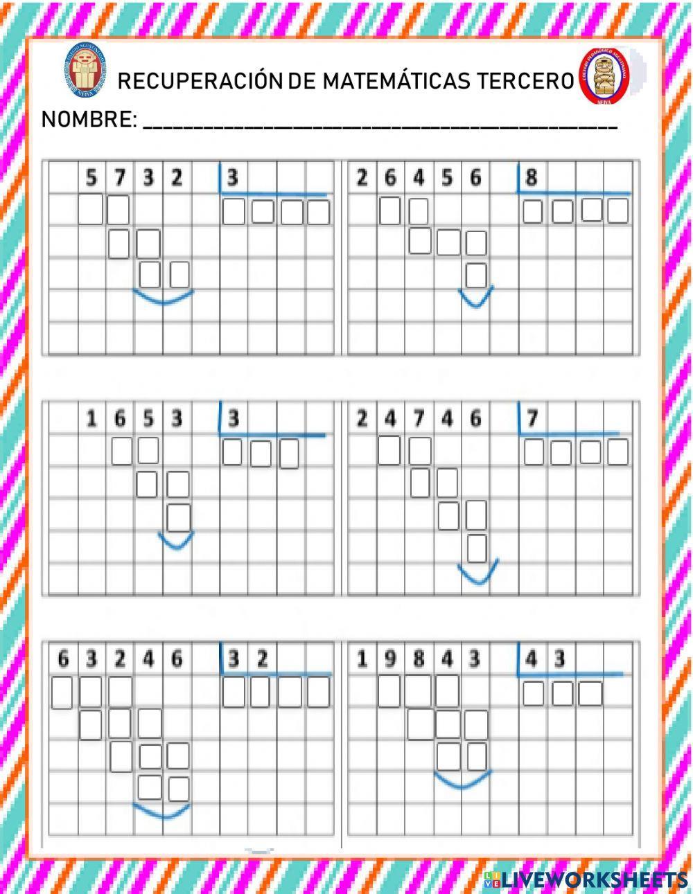 Evaluación matematicas 3