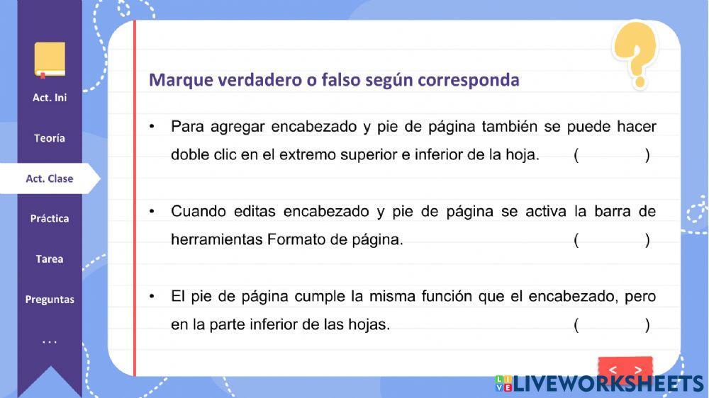 Encabezado y pie de página