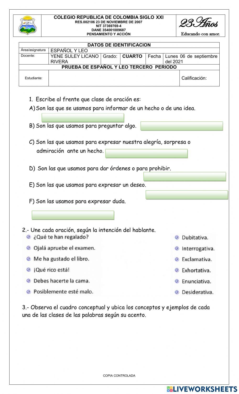 Bimestral grado cuarto