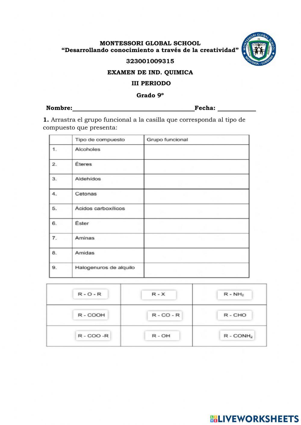 Examen quimica 9