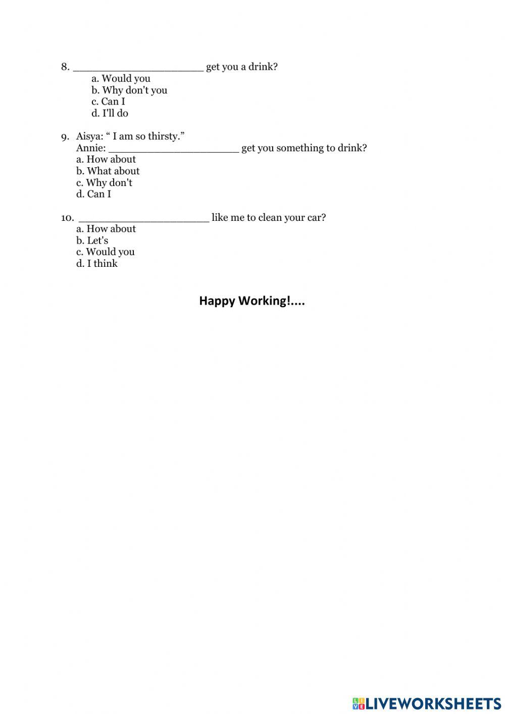 Lks offering and suggest