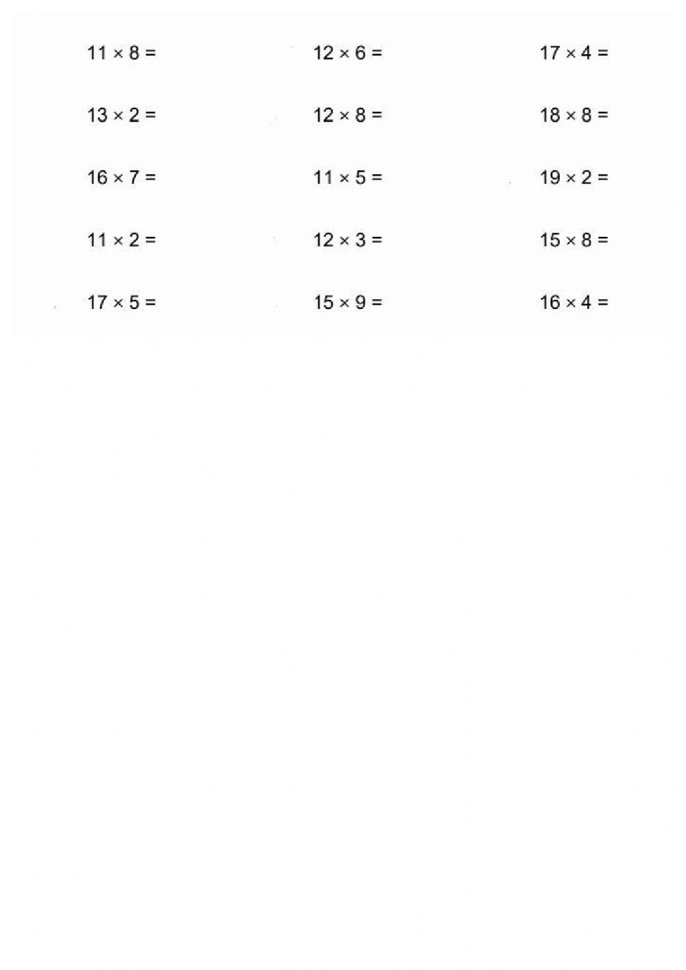 Mnożenie po kawałku - z wynikami