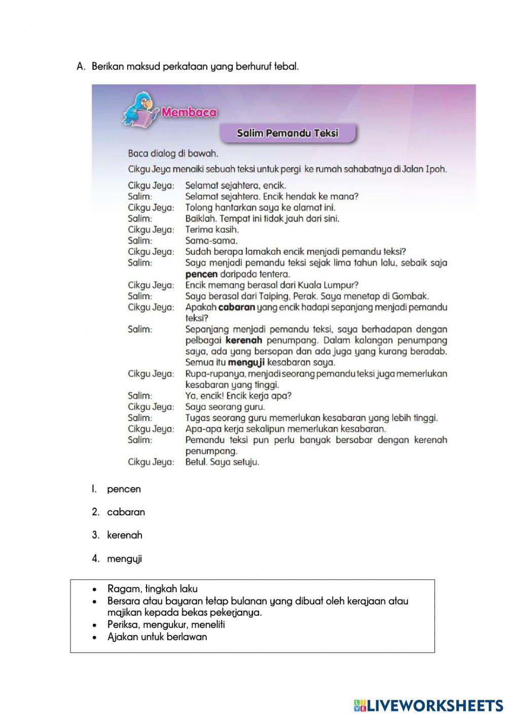 Bahasa Melayu Komunikasi Tingkatan 1