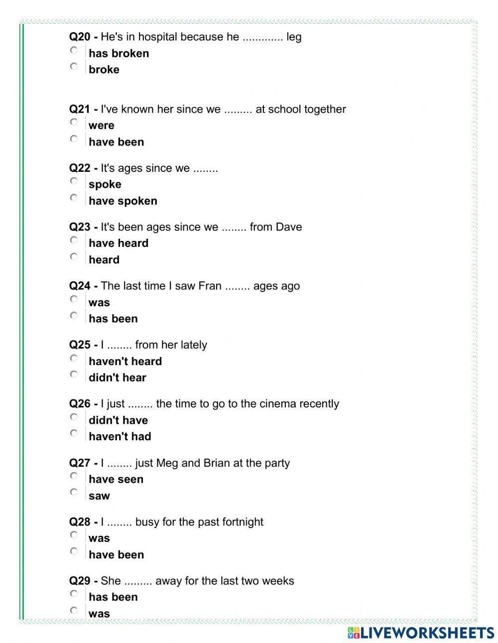 Present perfect vs simple past