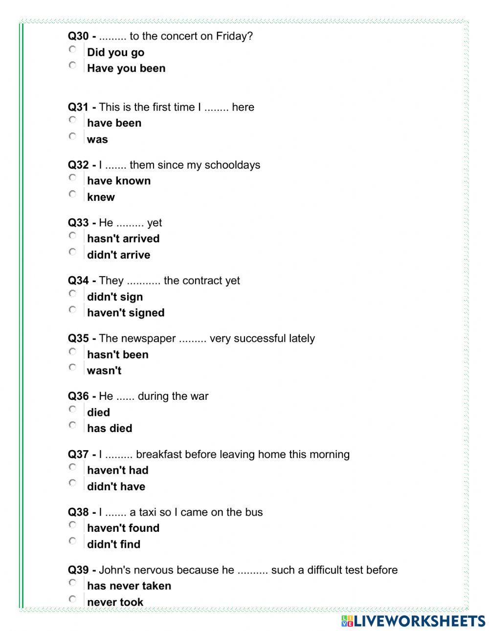 Present perfect vs simple past