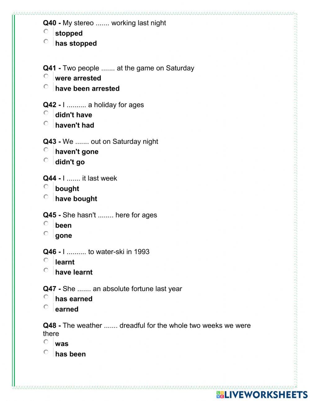 Present perfect vs simple past