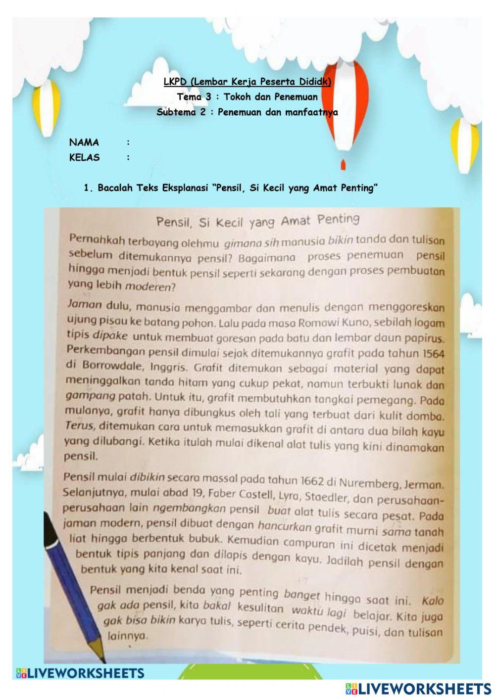 Kosa kata baku pada teks eksplanasi