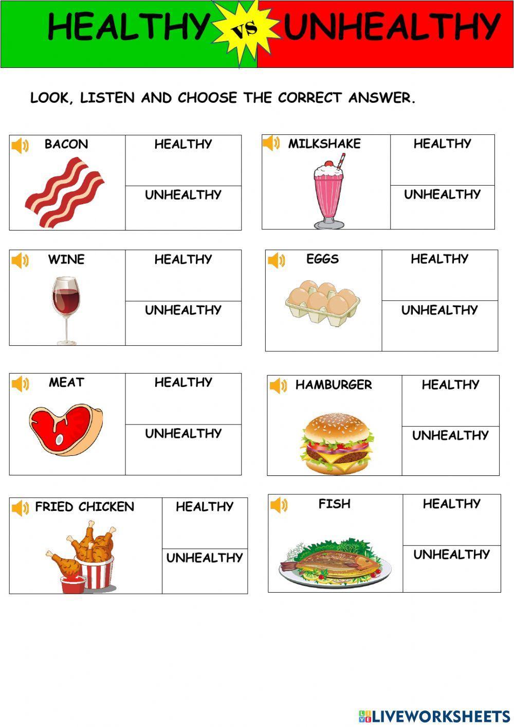 Healthy versus Unhealthy Food