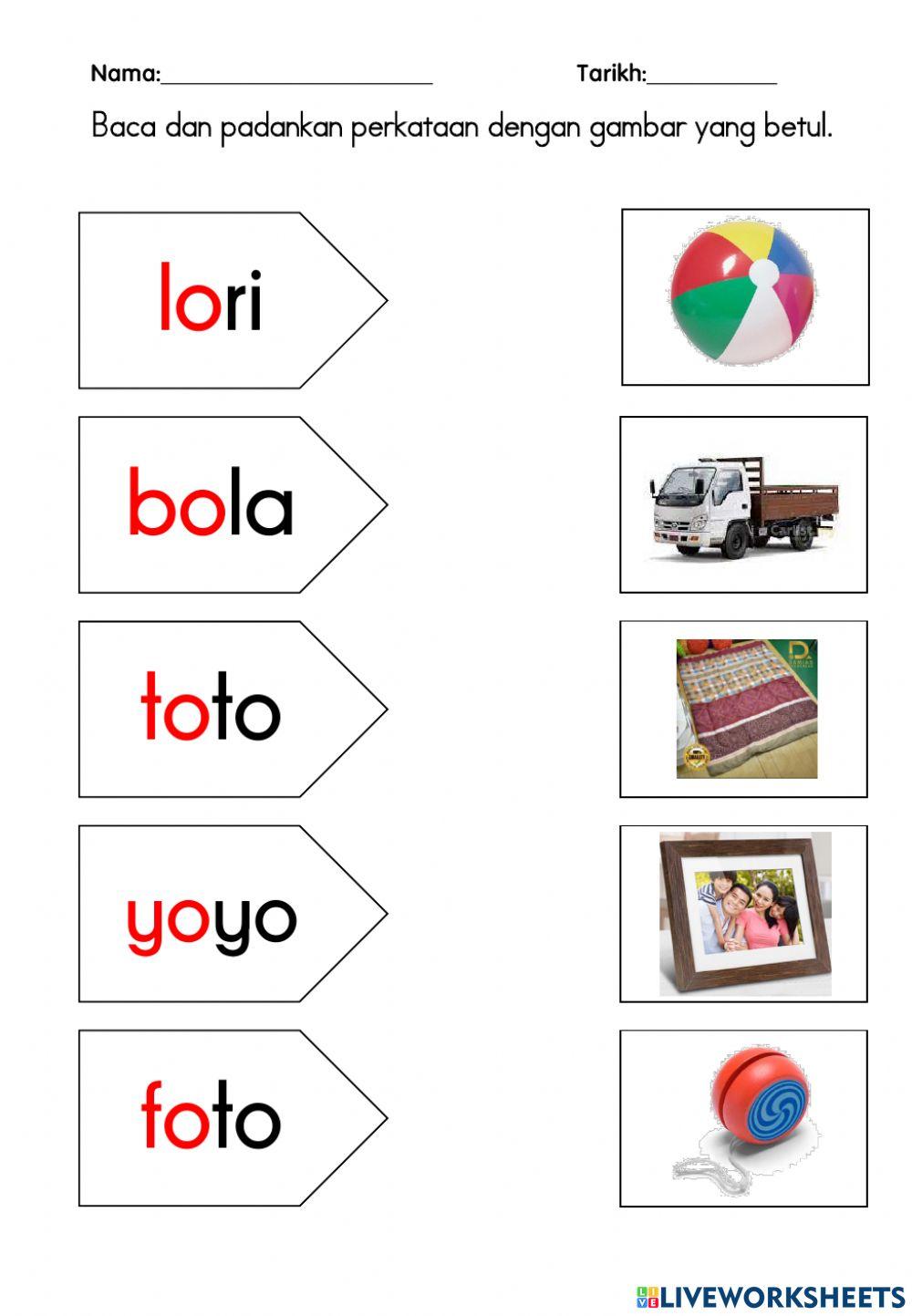 Latihan Suku Kata KVKV Vokal O