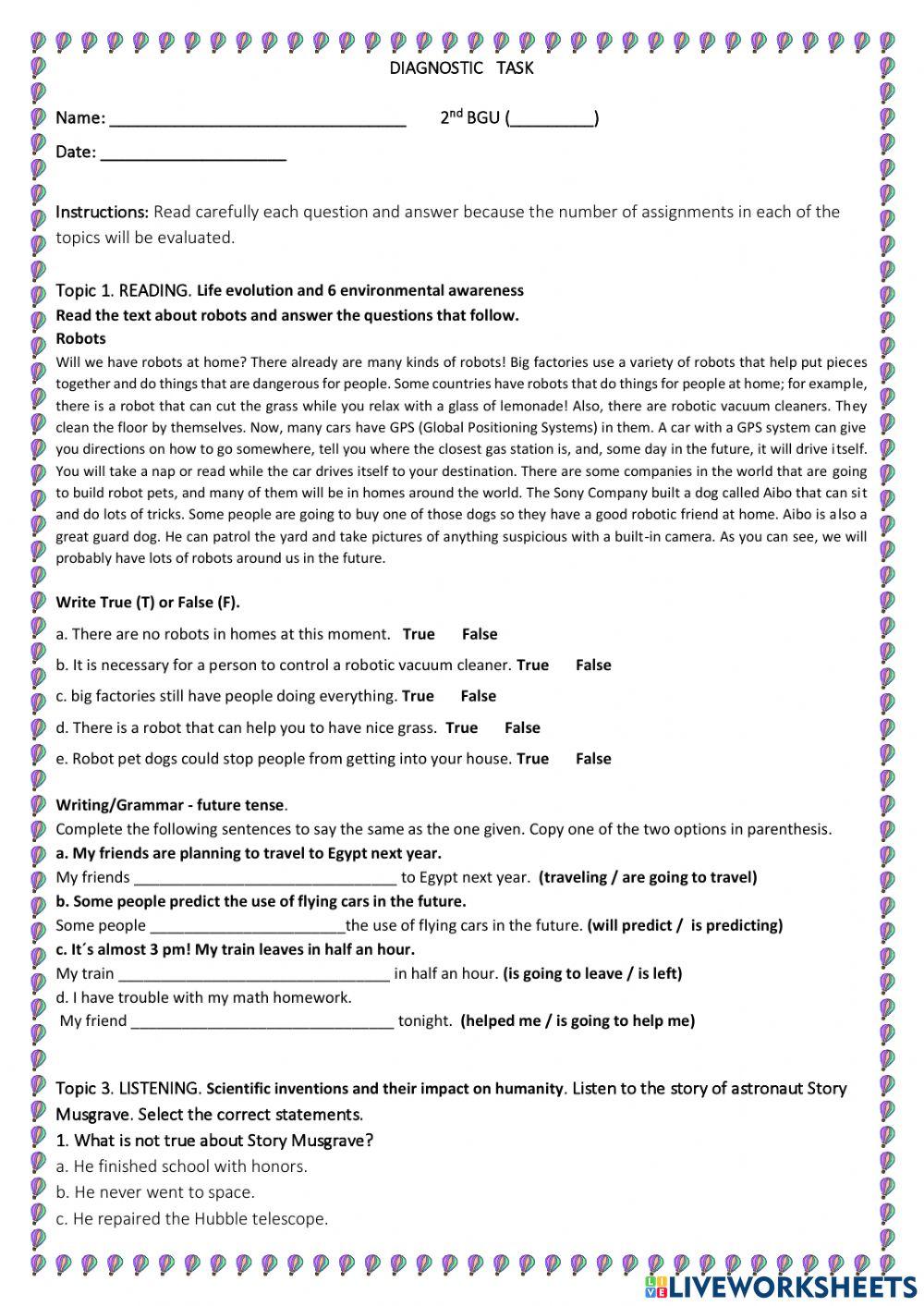 Diagnostic test 2nd BGU