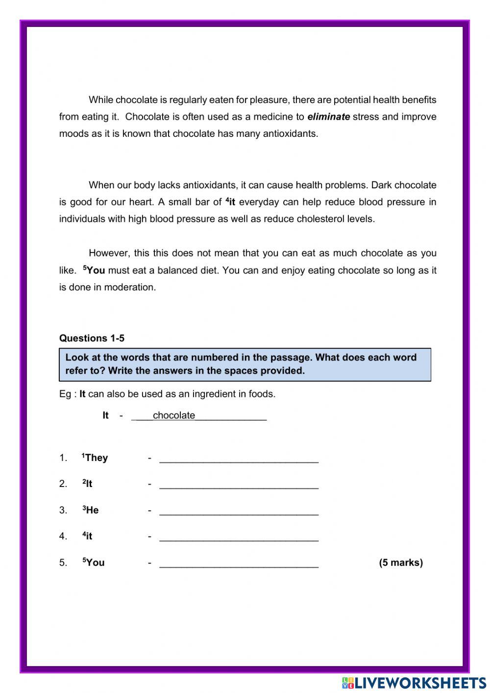 Section A Comprehension PSR 2012