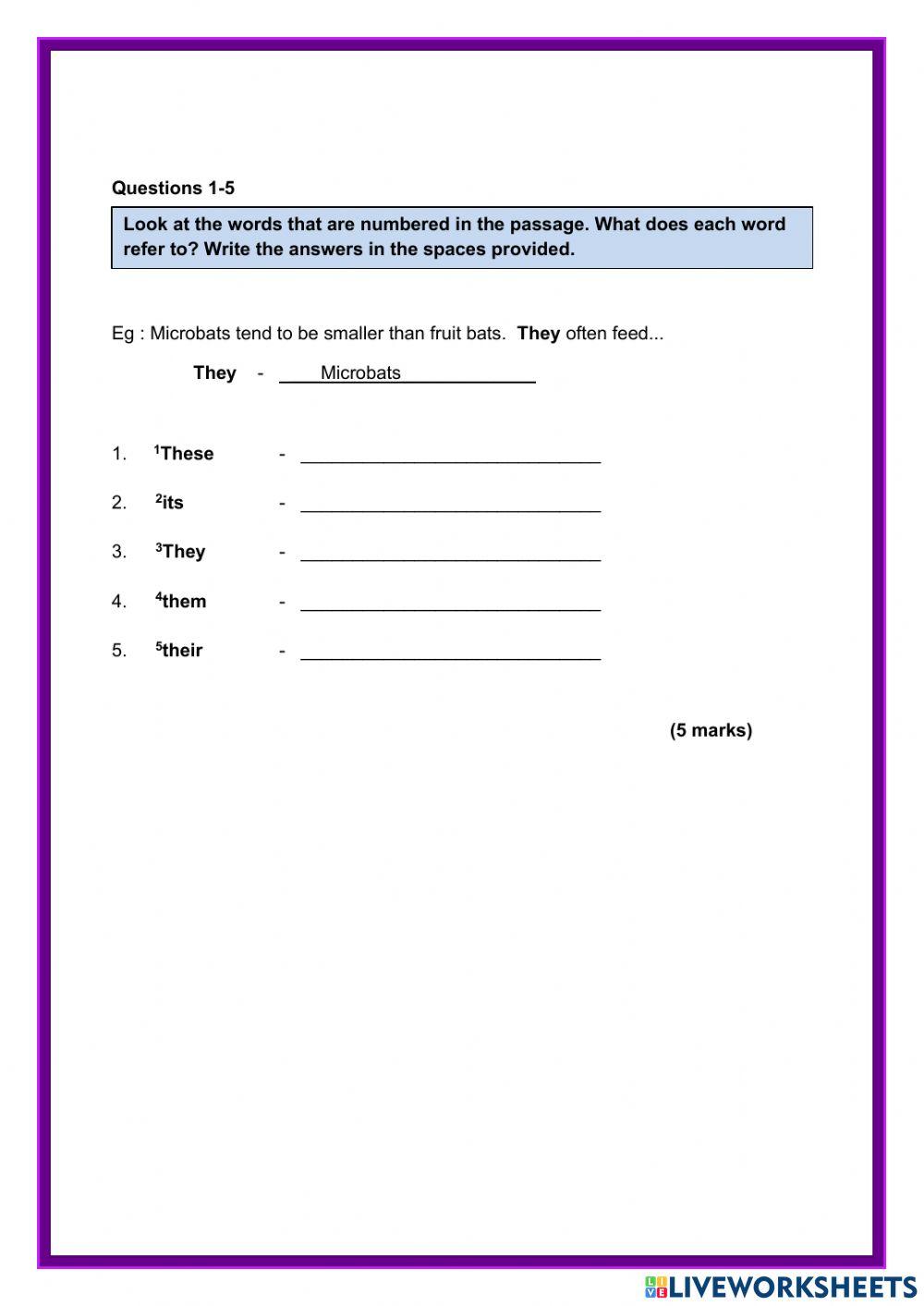 Section A Comprehension PSR 2015