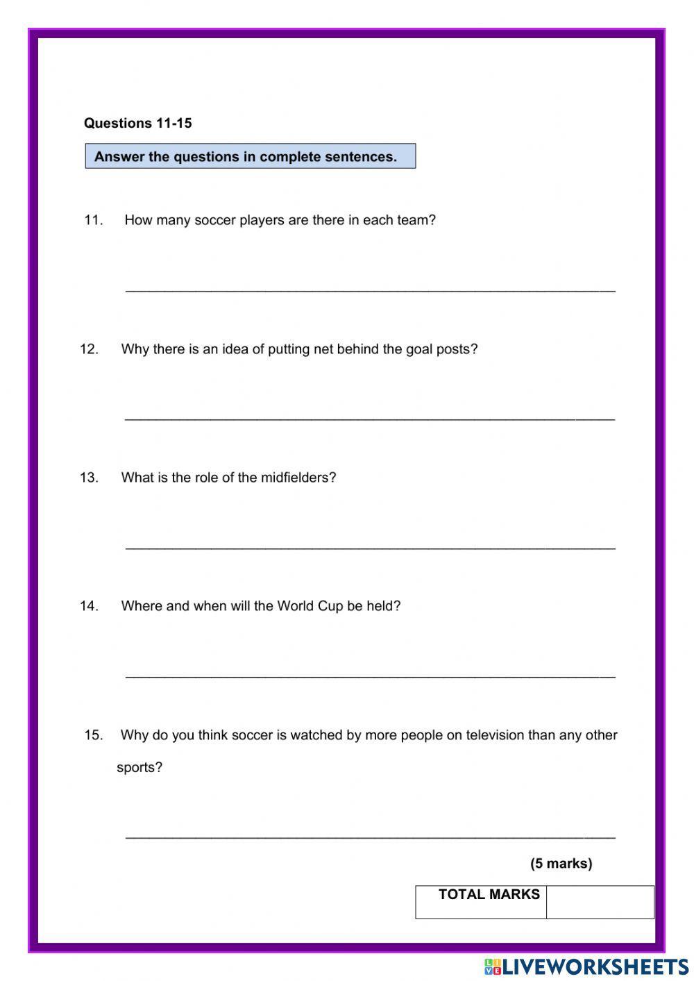 Section A Comprehension PSR 2016