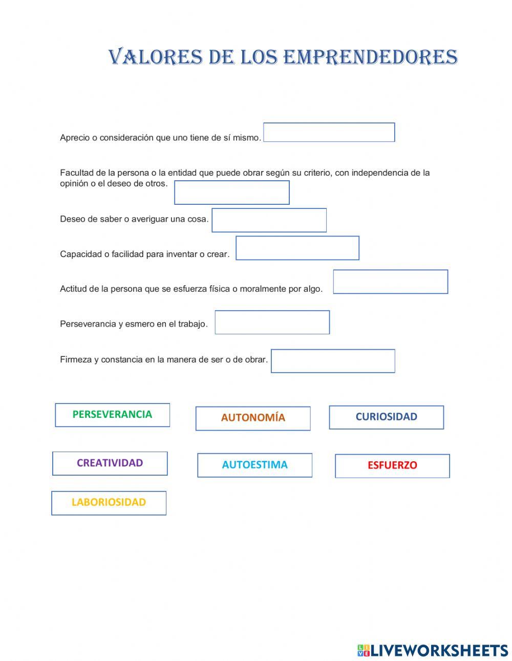 Valores de los emprendedores