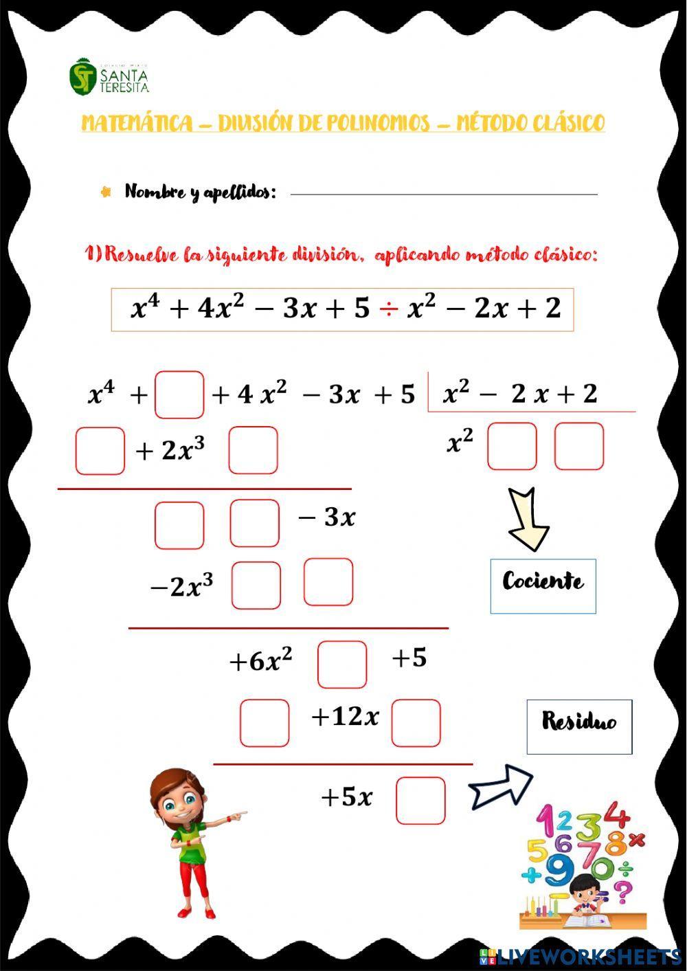 División de polinomios - Método tradicional