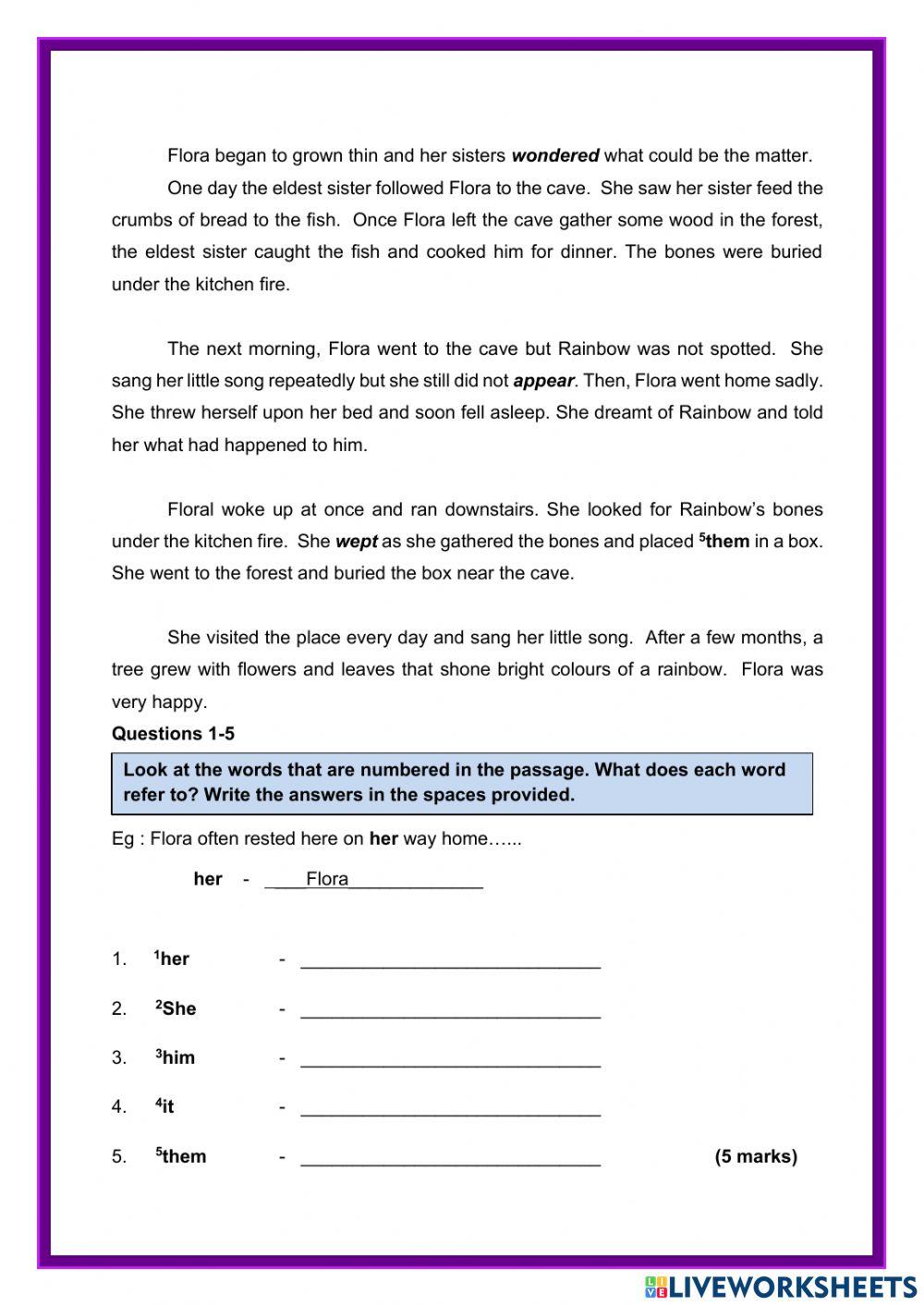 Section A Comprehension PSR 2018