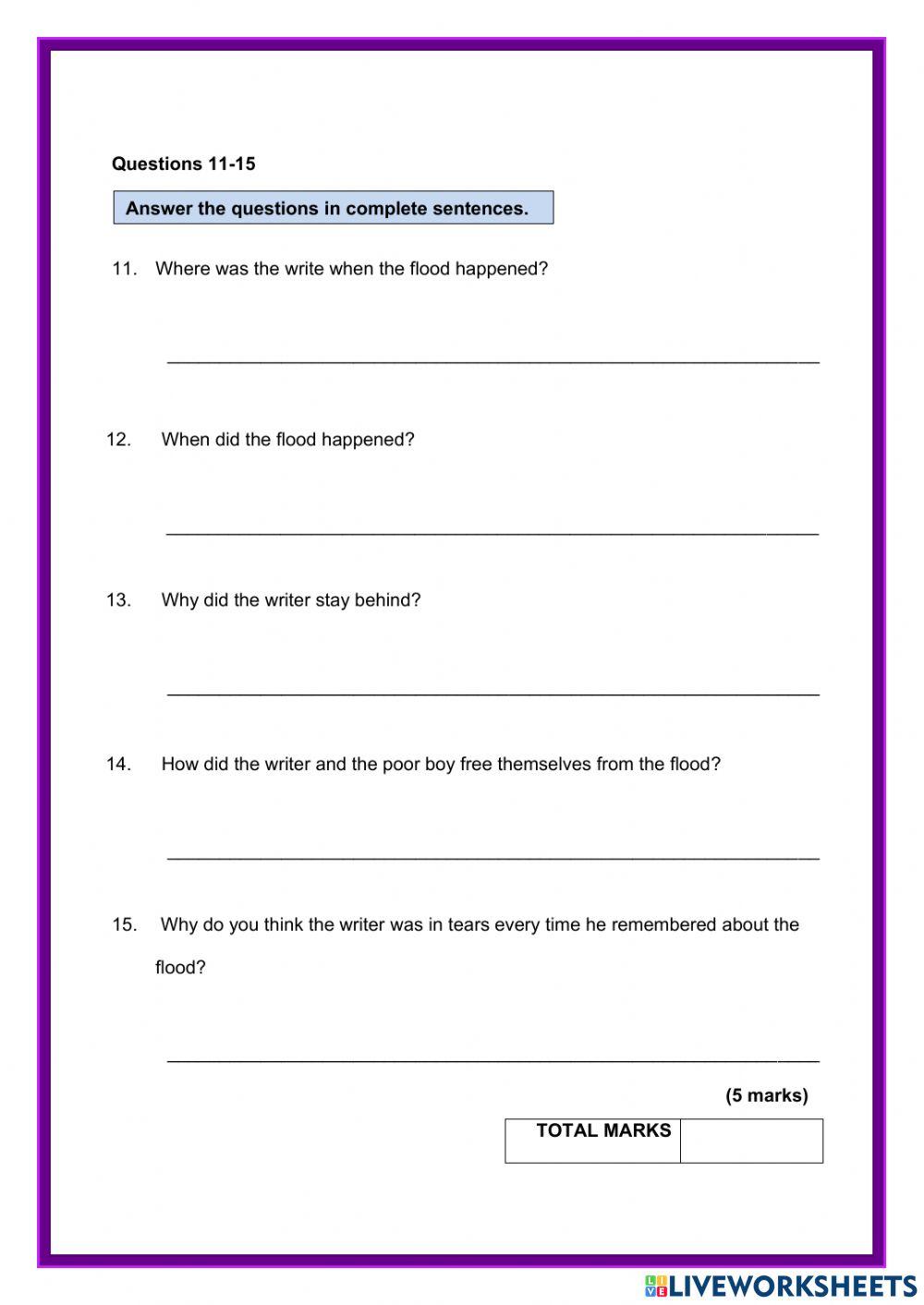Section A Comprehension PSR 2019