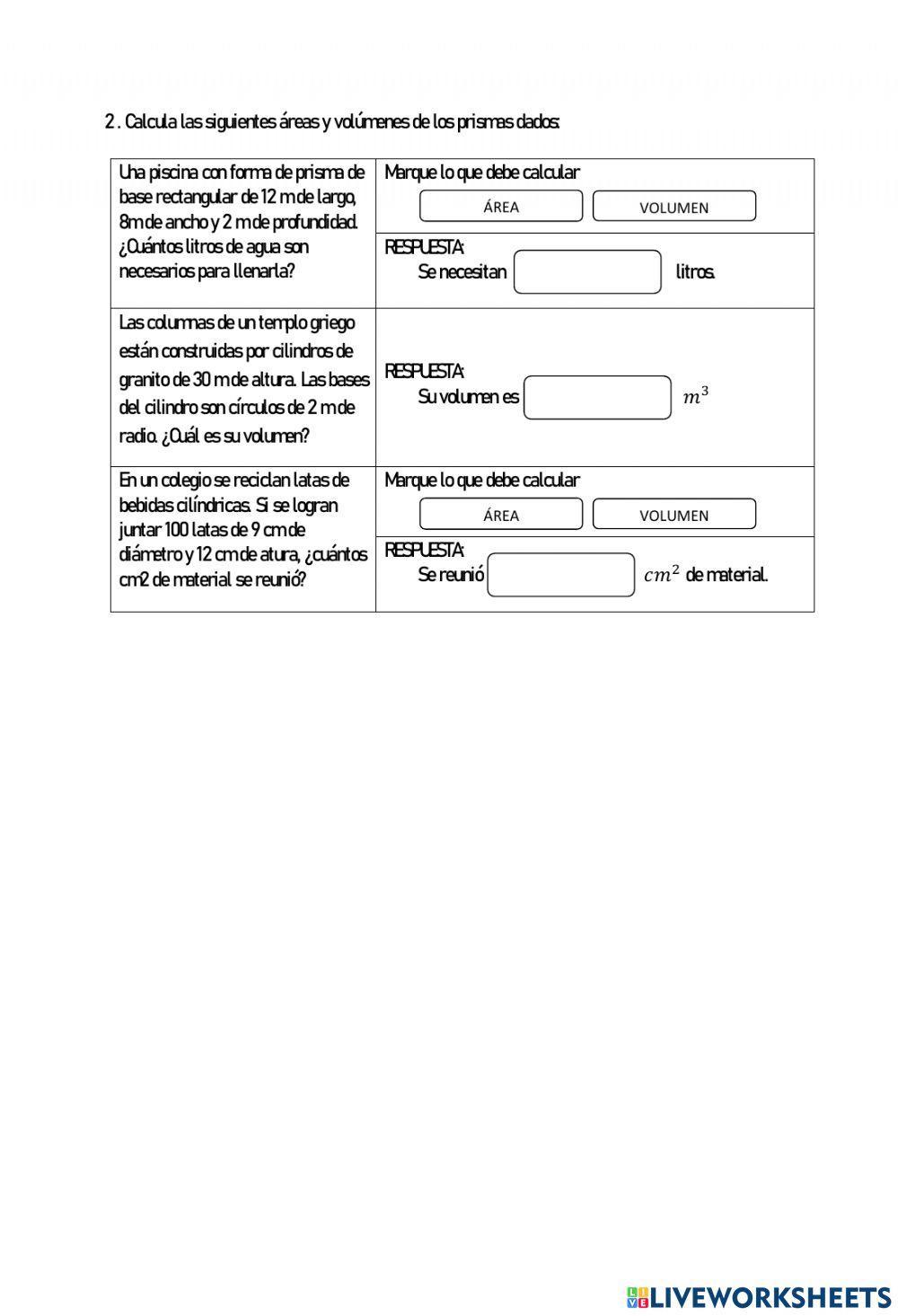 Guía área y volumen de prismas