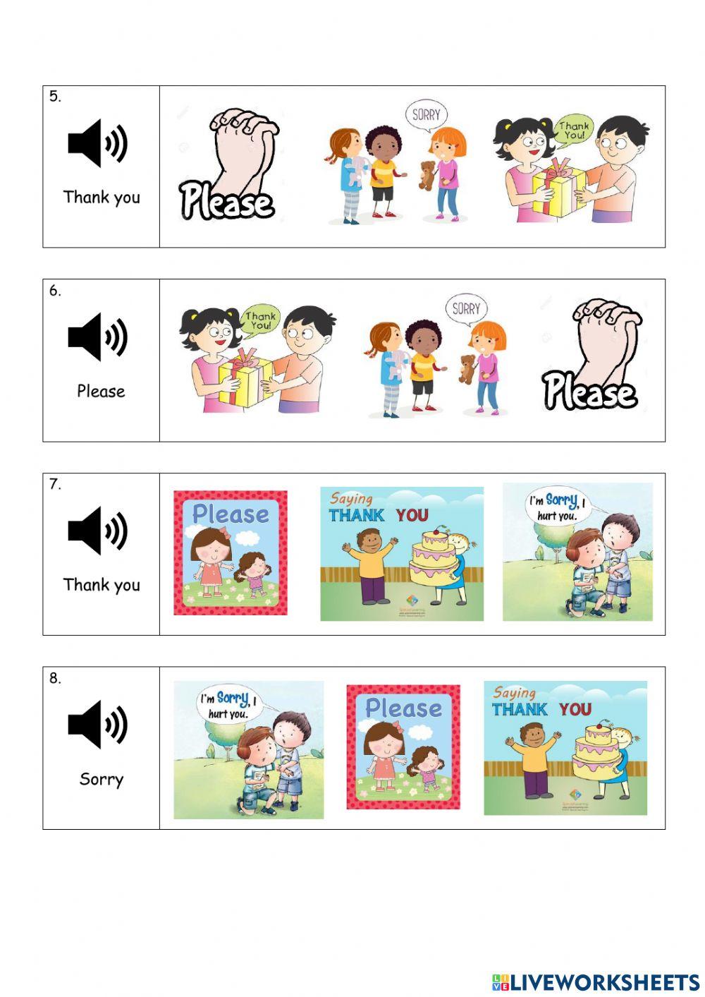 Magic words Thank you, sorry and please