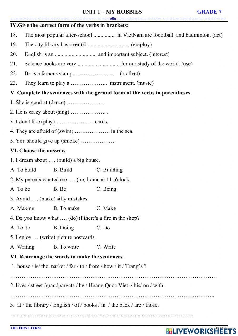 Gerund, present simple, future simple