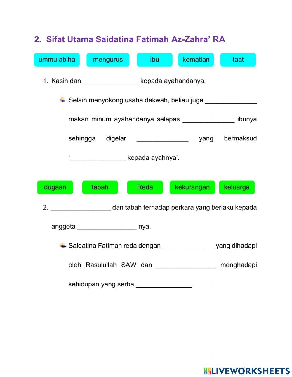 PI T2 Saidatina Fatimah dan Saidatina Sumaiyyah