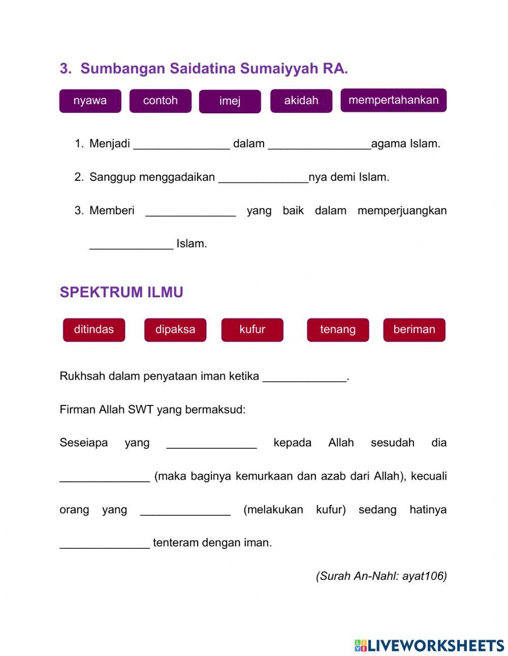 PI T2 Saidatina Fatimah dan Saidatina Sumaiyyah