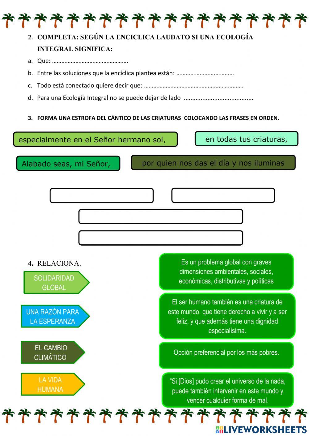 Religión- ficha -laudato si