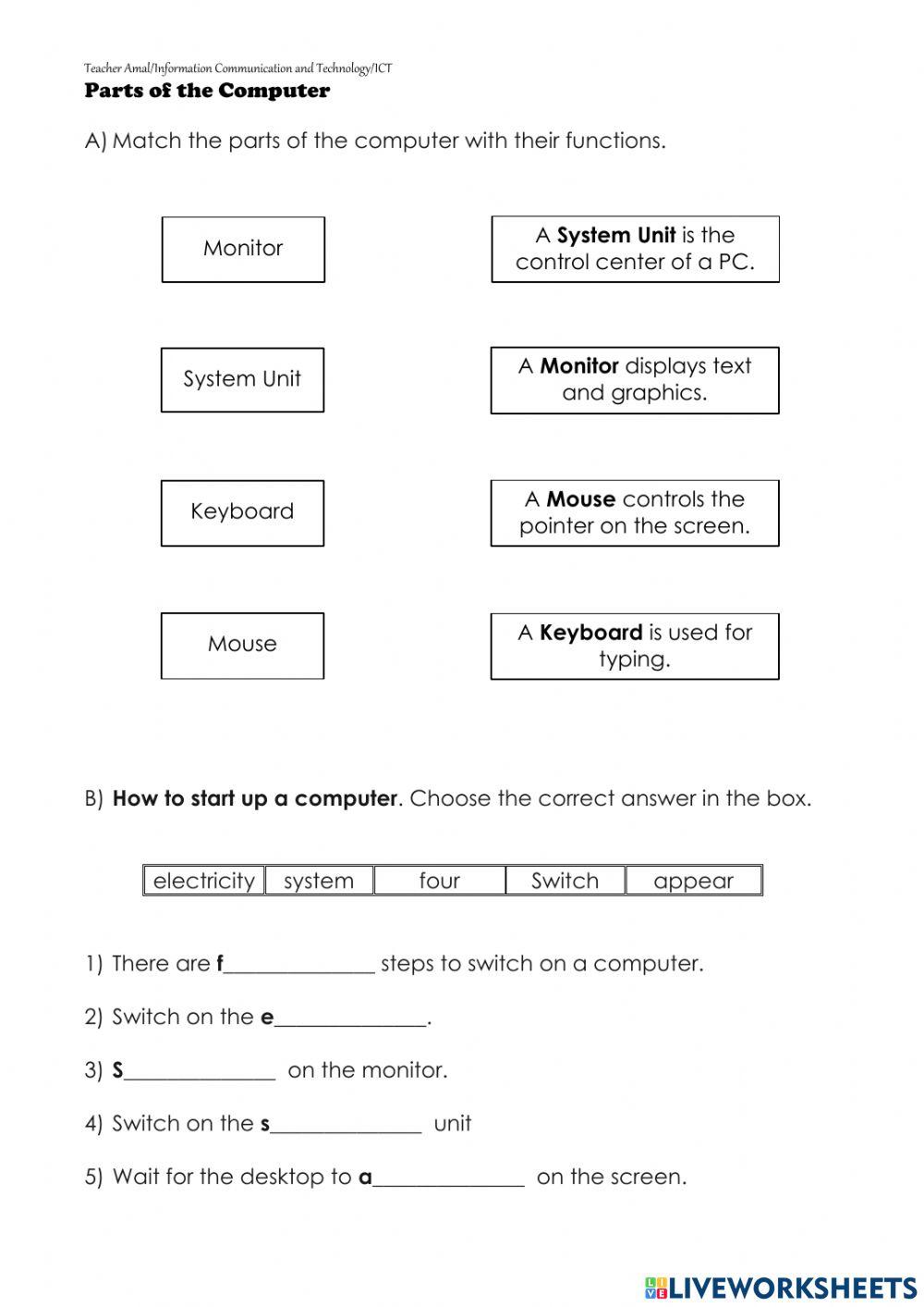 Parts of computer