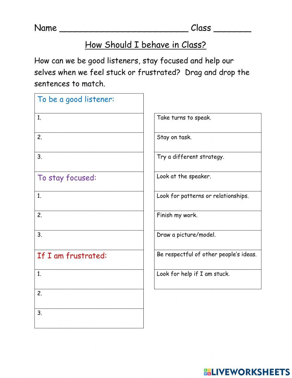 Classroom Behaviours