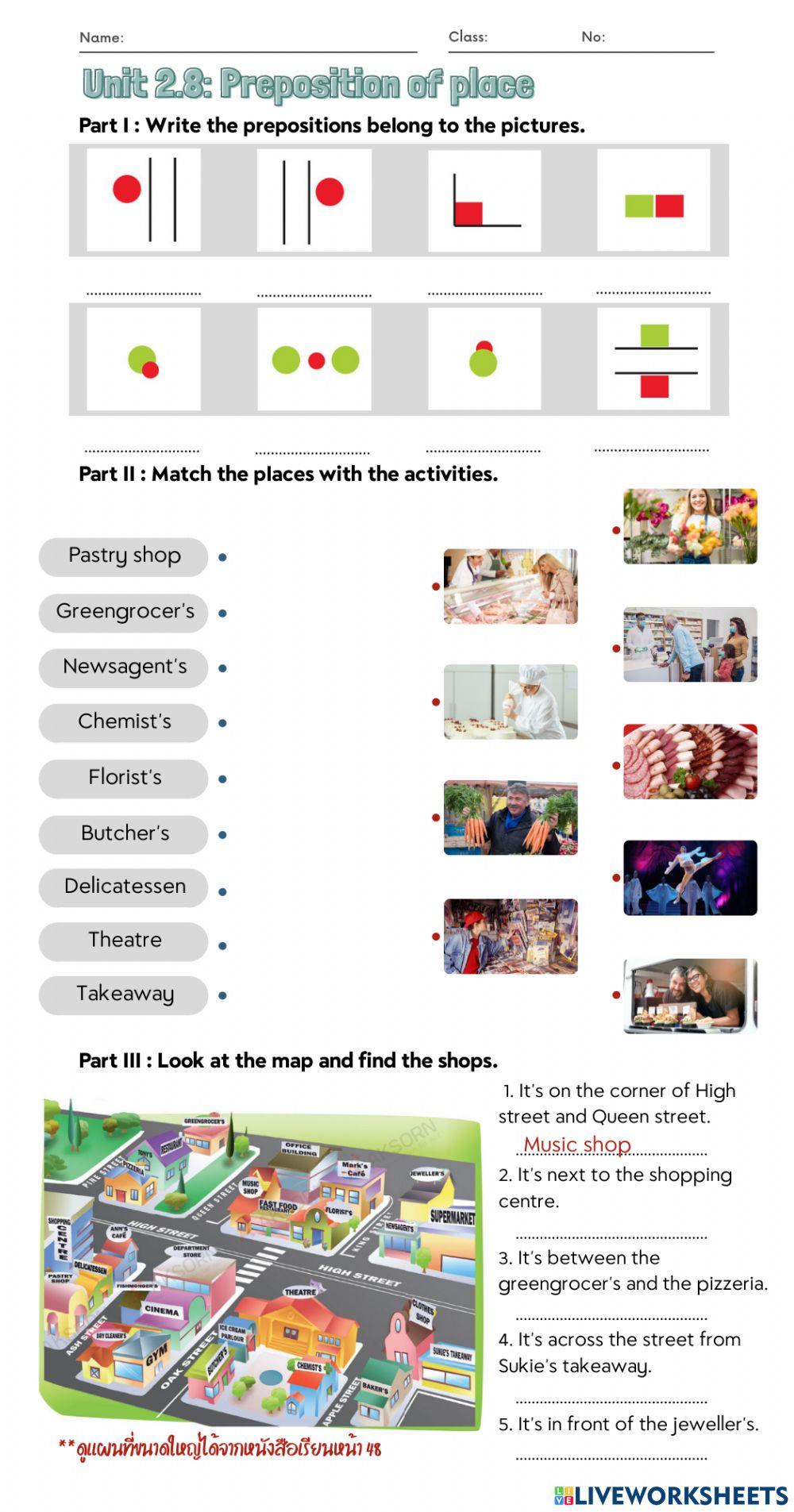 Unit 2.8 : Preposition of place