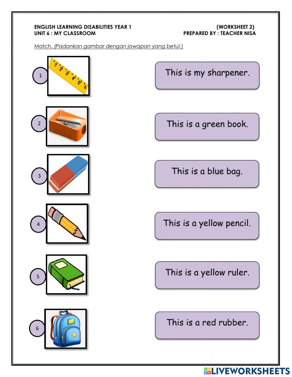 My classroom (Talk about things in the classroom)