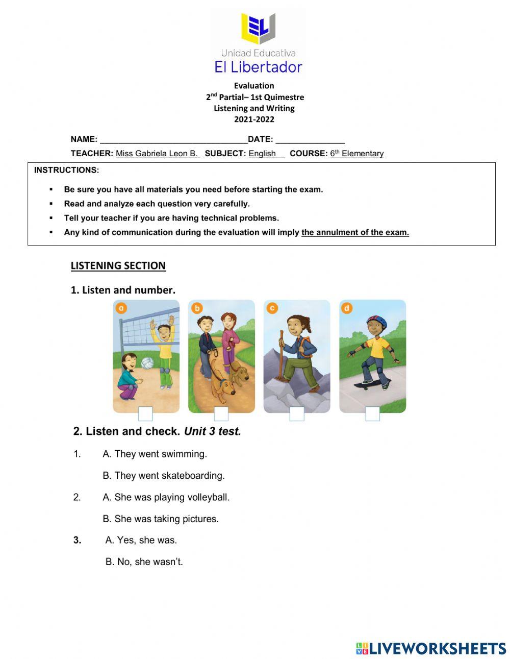2nd partial 6th elementary l-w