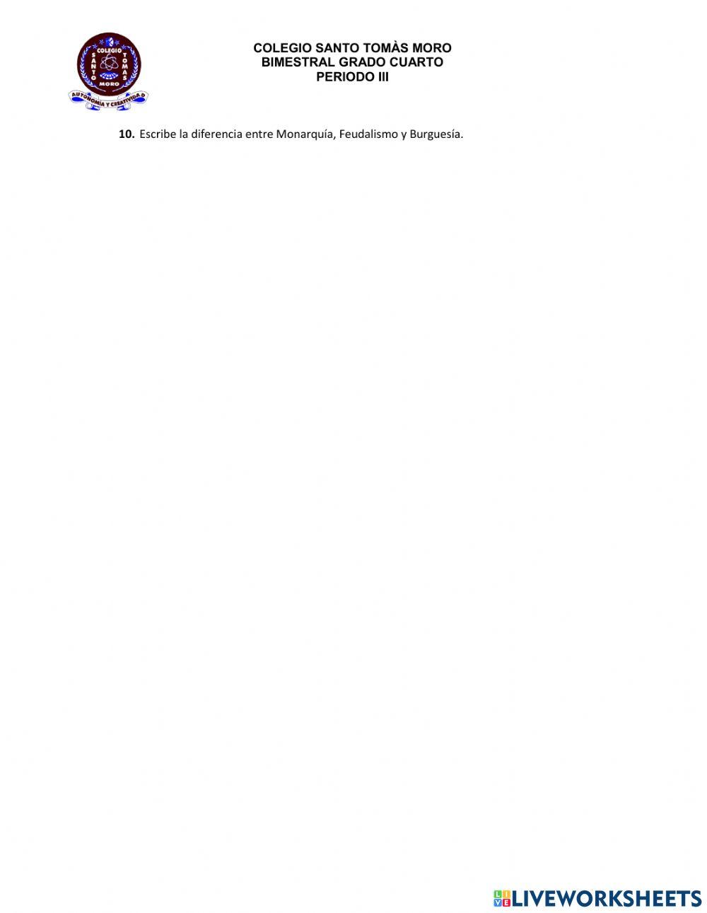 Bimestral grado 4 III periodo