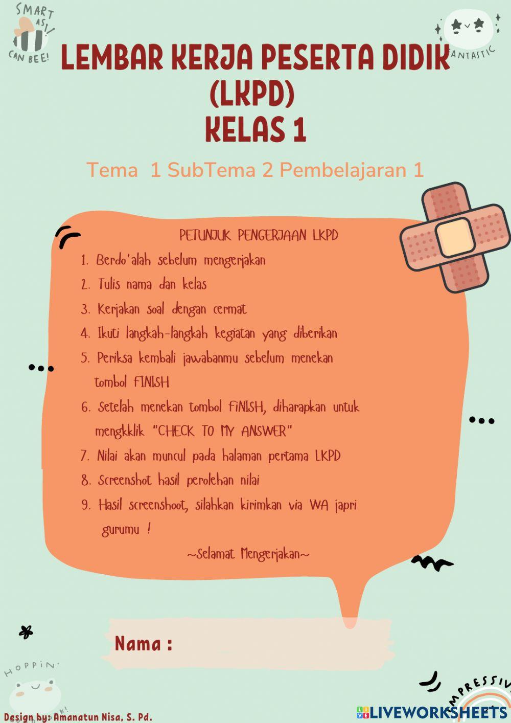 LKPD Kelas 1 T1 ST2 P1