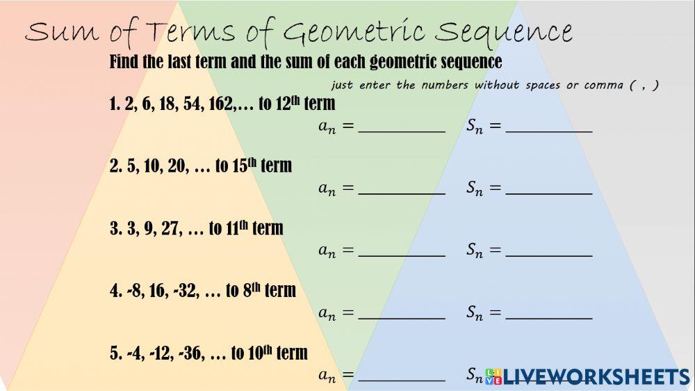 Sum of terms of geometric sequence